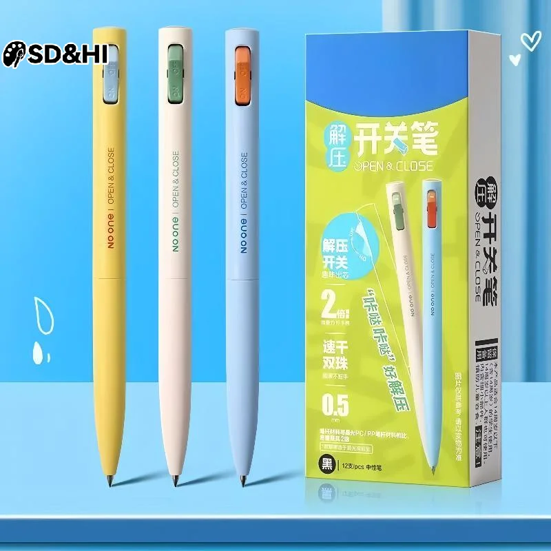 1Pcs Creative Open/Close 0.5mm Dual Ball Tip Quick-Dry Black Ink Pens Fidget Click Gel Pen Fun Stationery