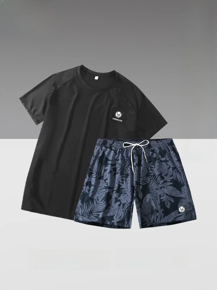 

Men's Swimming Suit Set Casual Surf Print Nylon Lycra Loose Size Large Anti-Embarrassment Two-Piece Thermal Spring Summer