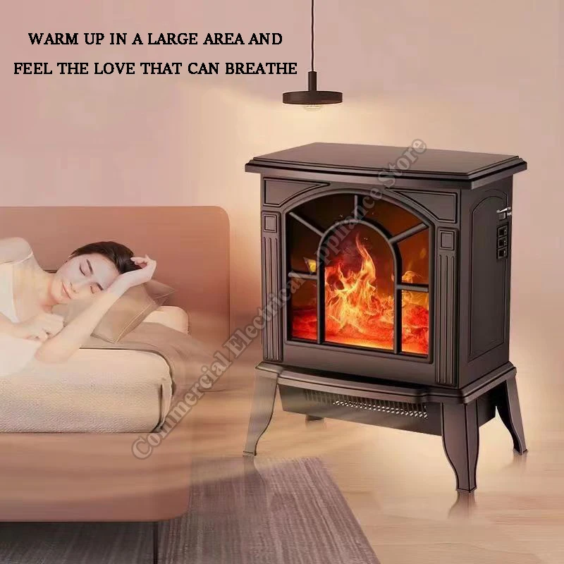 Quick-Heating Heater High-Power Bathroom Adjustable Warm Air Fan Home Use 3D Simulation Flame Electric Fireplace
