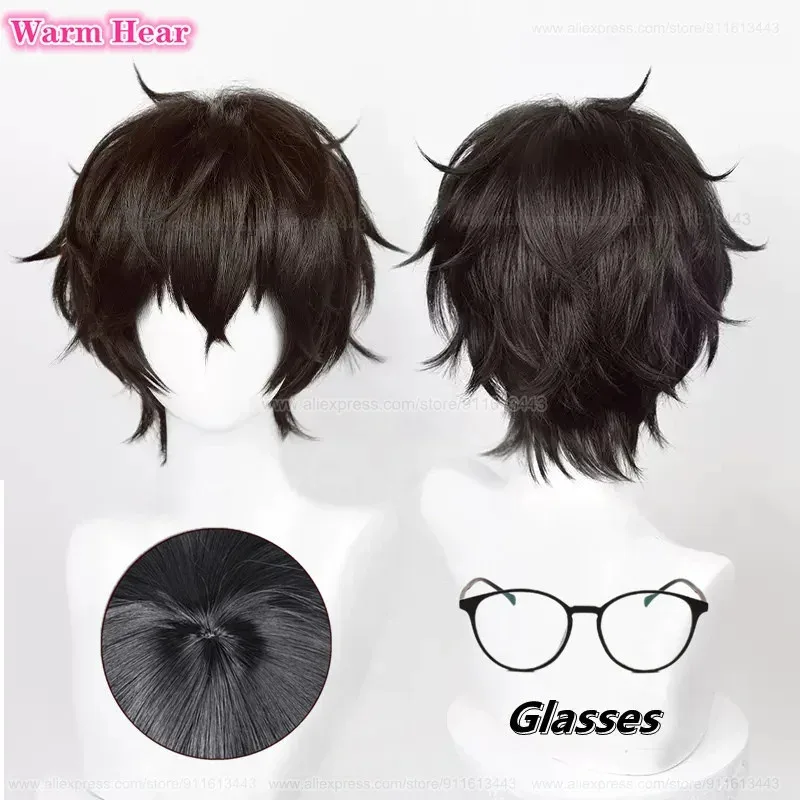 Amemiya Ren peluca sintética juego 30cm negro Ren Amemiya Cosplay Kurusu Akira Anime peluca pelo resistente al calor Halloween P5 pelucas de fiesta