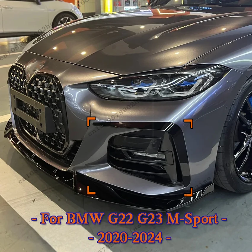 

Автомобильный передний бампер, разделитель губ, вентиляционное отверстие для BMW 4 серии G22 G23 M-Sport 420i 430i M440i, 2-дверный 2020-2024, противотуманная фара, решетка, тюнинг