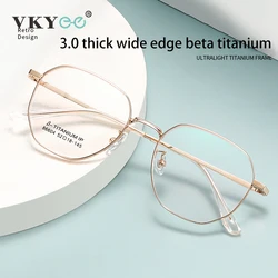 VICKY New Retro Simple Fashion Eyeglass Frames Semi Titanium Myopia Anti-Blue Light Glasses Customizable Prescription 86604