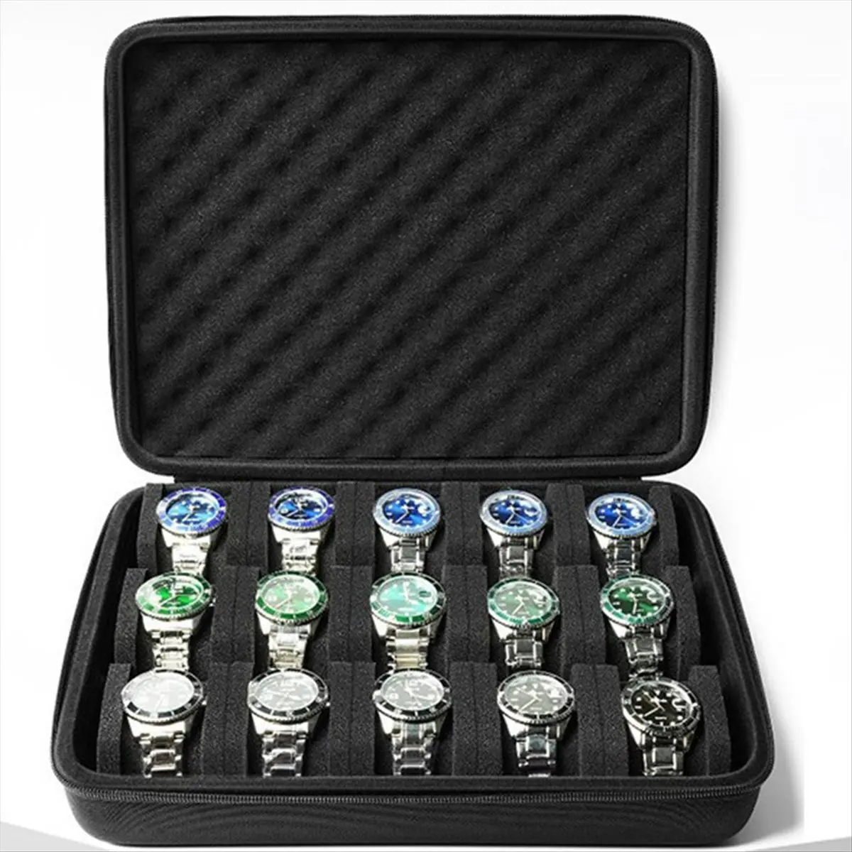 

15 Slots Hard Shell Watch Storage Organizer Case, Watch Carry Box Watch Box Holder Display Cabinet