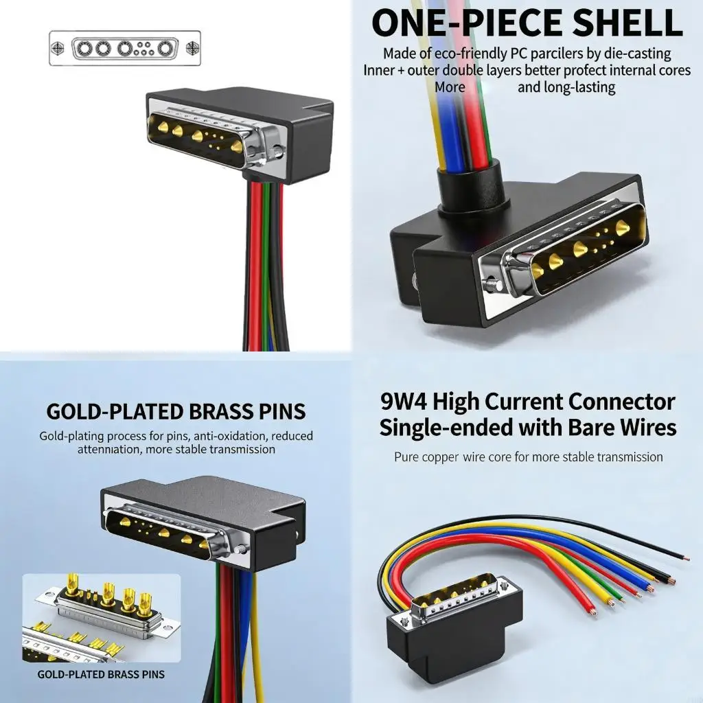 J1HD 9W4 High Efficiency Connector 1 Piece Molded Housing For Superior Protections