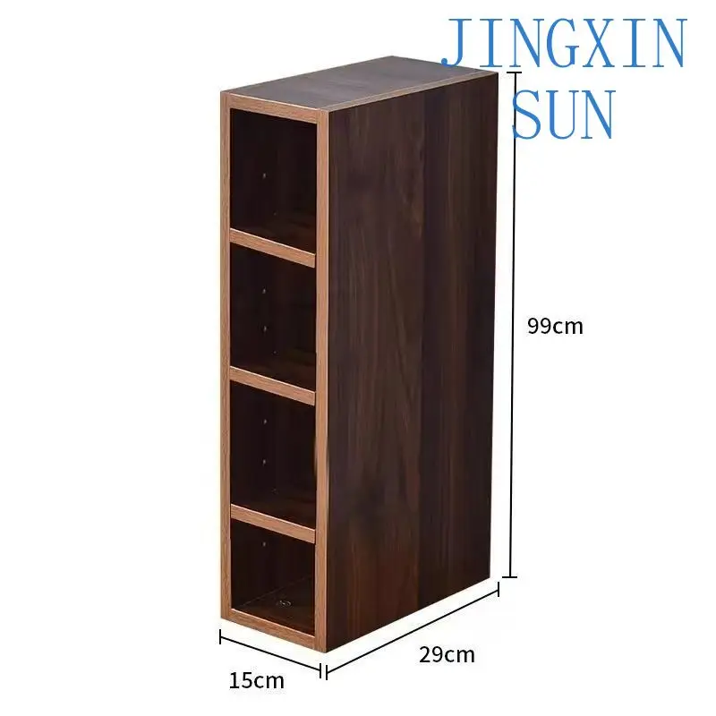 Narrow side cabinet Walnut solid wood granular board  Crack wall side Kitchen bedside crack cabinet