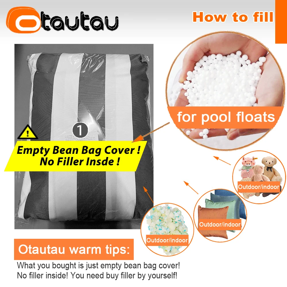 OTAUTAU Outdoor Waterproof Oxford Bean Bag Cover Floats Lounger SF343【No Filler Inside! You Need To Buy Filler By Yourself !】