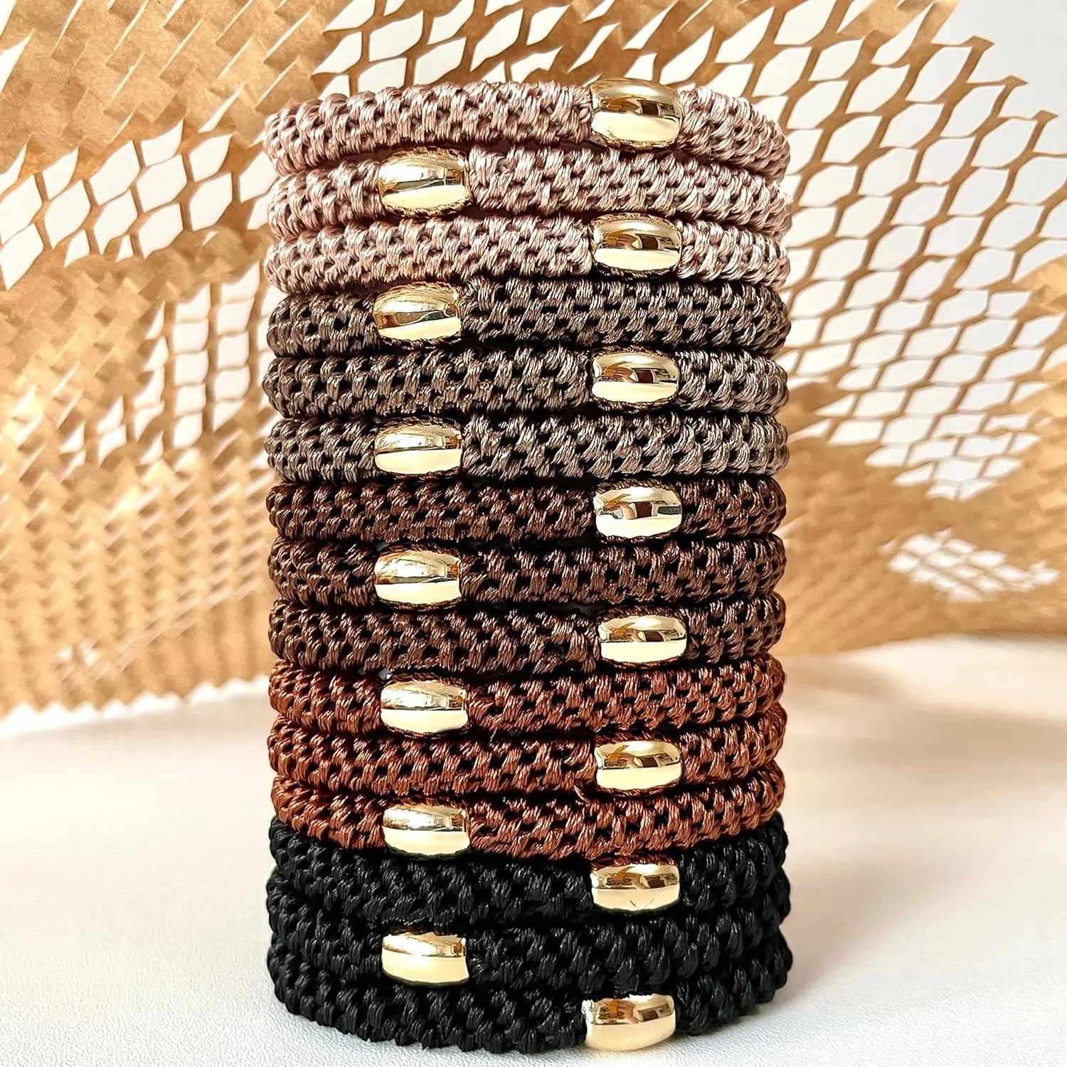 

15 шт. прочных эластичных резинок для волос для женщин, не скользящие резинки для хвоста для густых волос