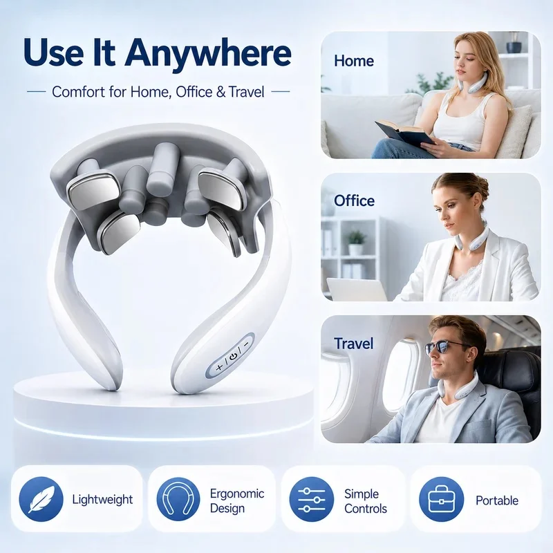 Smart Neck Massager for Adults, 5 Massage Modes, Ergonomic Portable Neck Device for Office, Home & Travel Relaxation view 5