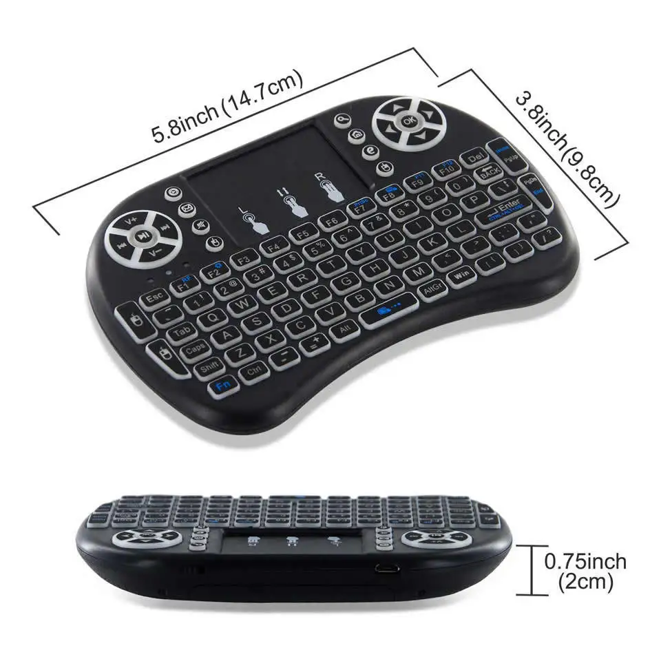 I8 retroiluminado mini teclado sem fio inglês russo francês espanhol português 2.4g ar mouse touchpad remoto para android caixa de tv pc