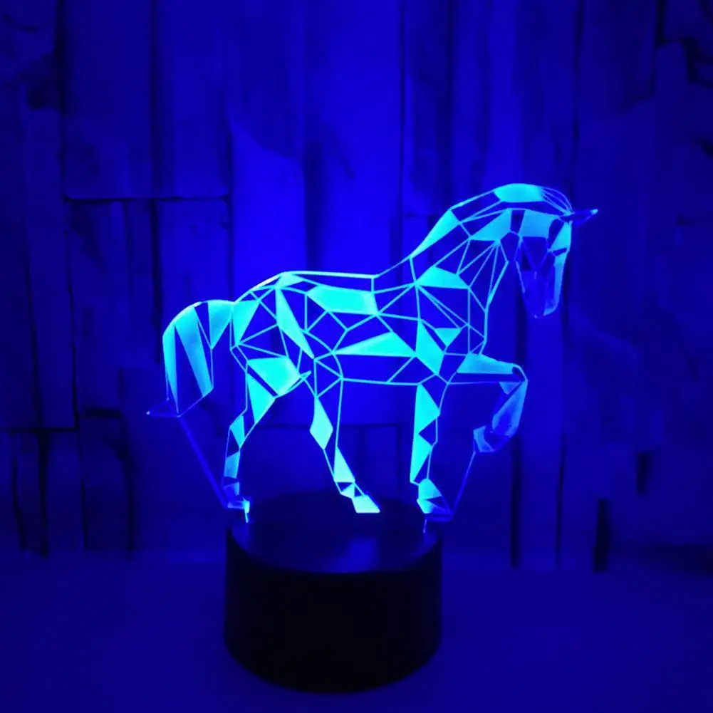 3D LED Lamp Black Color 3D Nigh Light Flicker-Free Create Atmosphere Light Color Changeable 3D Horse Style LED Lamp