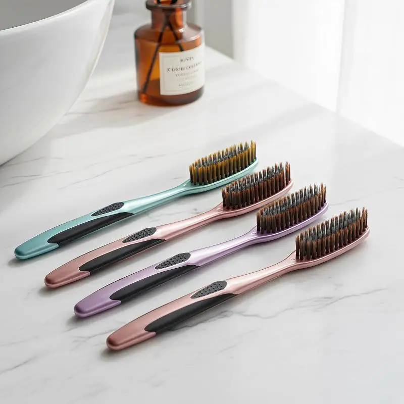 Soft Bristle Large Head Toothbrush Ergonomic Anti-Slip Handle 1PC/5PCS Available for Home Adult Daily Teeth Cleaning