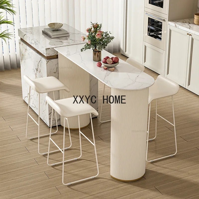 Light Luxury Rock Slab Bar Tables Nordic Kitchen Furniture Home High Table Living Room Partition Table Balcony Leisure Small Bar