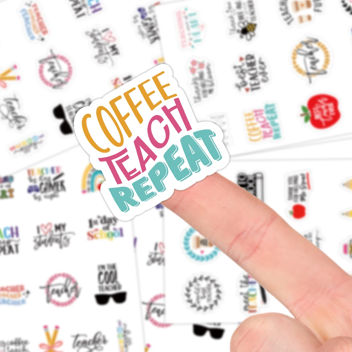 50 Stück/4 Blatt Vinyl-Aufkleber mit Lehrertag-Motiv, Geschenke zur Wertschätzung, für Laptops, Telefone, Wasserflaschen, Tagebücher, Scrapbooking