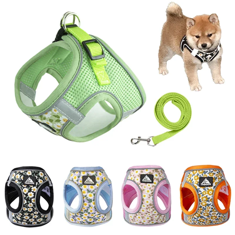 Beautiful Dog Harness with Leash Reflective Breathable Pet Chest Strap For Small Dogs Cat Vest Harness Chihuahua Dog Accessories