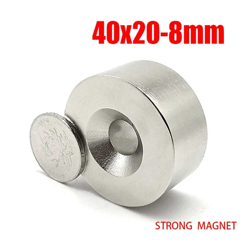 1/2/3/5PCS 40x20-8mm Countersunk Round NdFeB Neodymium Magnet Powerful Rare Earth Permanent Rare Earth Countersunk Hole Magnets