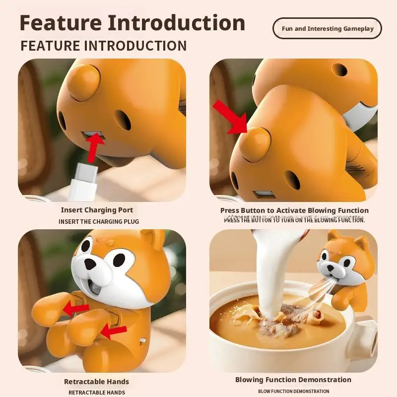 Mini Clip On Food Cooling Fan, Cute Animal USB Rechargeable Fan for Cup and Bowl, Portable Quiet Blower for Coffee Tea Noodles - view 6
