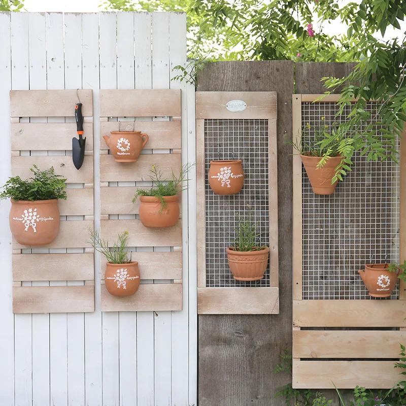 DSA wall-mounted flower pot rack wall outdoor wall decorative iron mesh grid balcony flower rack