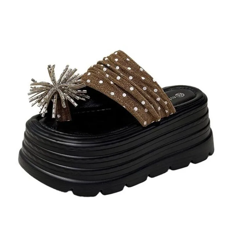 2026 Wave Dot Thick Soled Slippers for Women in The Summer of New Height Increasing, Small and Fashionable Cool Slippers Trend