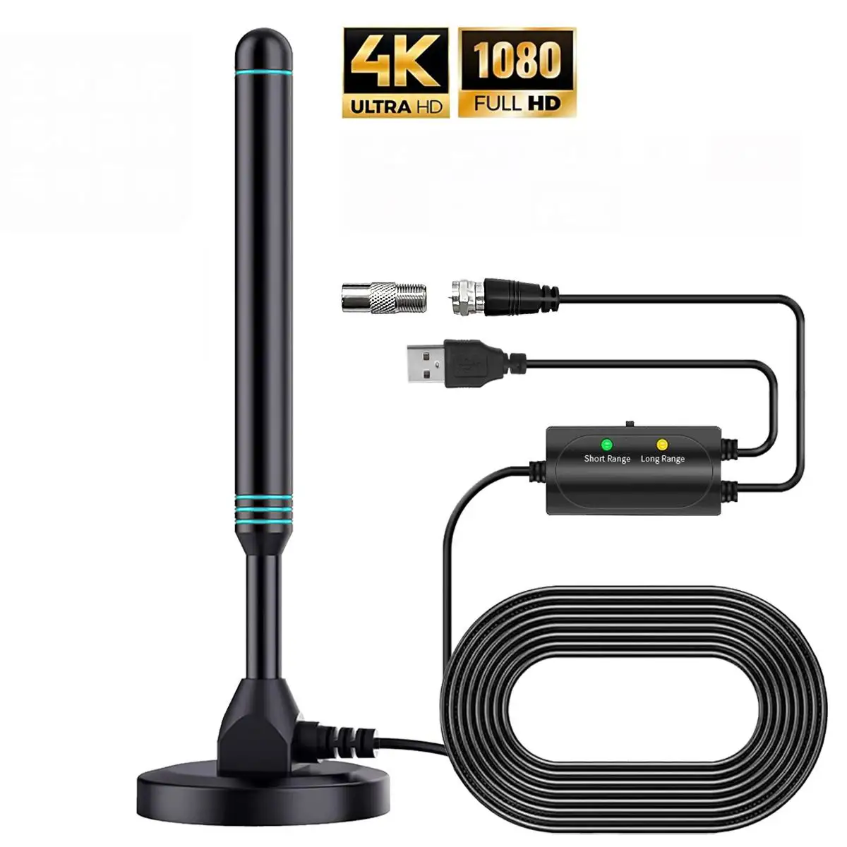 4K/1080P High-Definition Digital Tv Antenna Magnetic Base 4 Long-Distance Receiving Vhf Uhf Amplification Digital Antenna Suitable