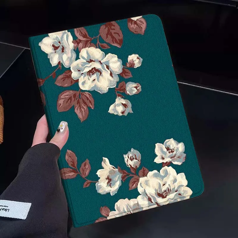 

White Flower Colorful Background Tablet Case For Huawei Honor MatePad MediaPad Air 5 6 7 11 V6 V7 V8 V9 X9 X8 T10 T10s C5e T5