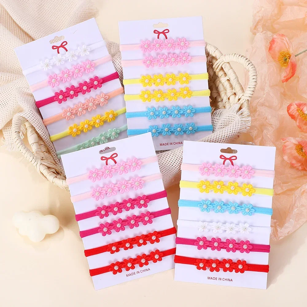 6Pcs/Set Lovely Baby Girl Headbands Elastic Flower Baby Headbands Newborn Infant Toddler Hairband Headwear Hair Accessories