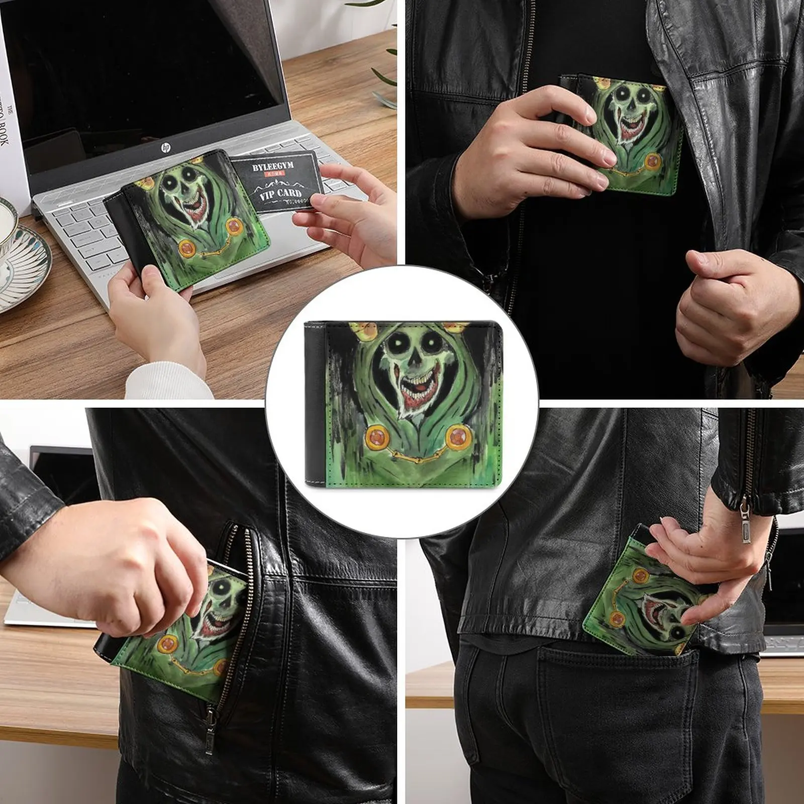 The Lich New Men Wallets Pu Leather Men Purse High Quality Male Wallet Adventure Time Lich Skull Zombie Horror Personalized