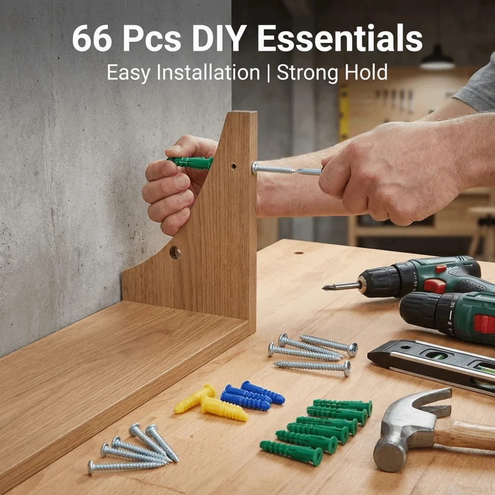 Plastic Material Wall Anchors Durable Construction Stable Hardness Screws Assortment Kit Tight Expansion Smooth Cutting