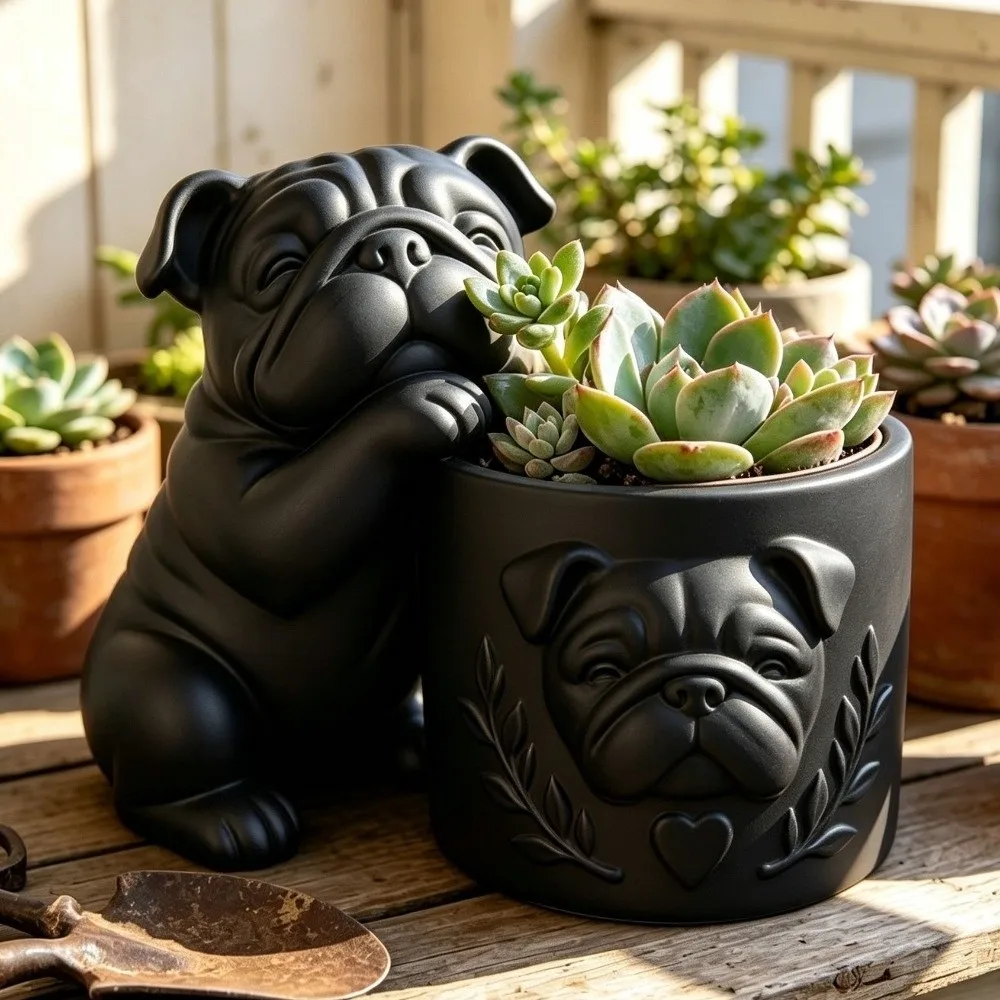 3D Printed Dog Shaped Planter Pot Animal Shaped Funny Dog Succulent Planter Handmade Cute Storage Flower Pot Garden Decoration