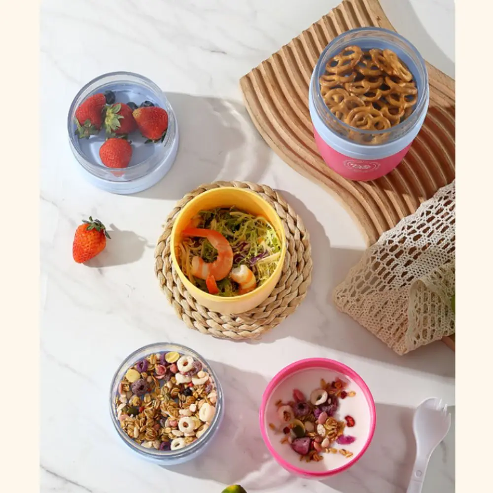 New Reusable Overnight Oats Breakfast Cups with Spoon Leak Proof Milk Cup Yogurt Bowl Seal Fruit Salad Cup Oatmeal Cereal Nut