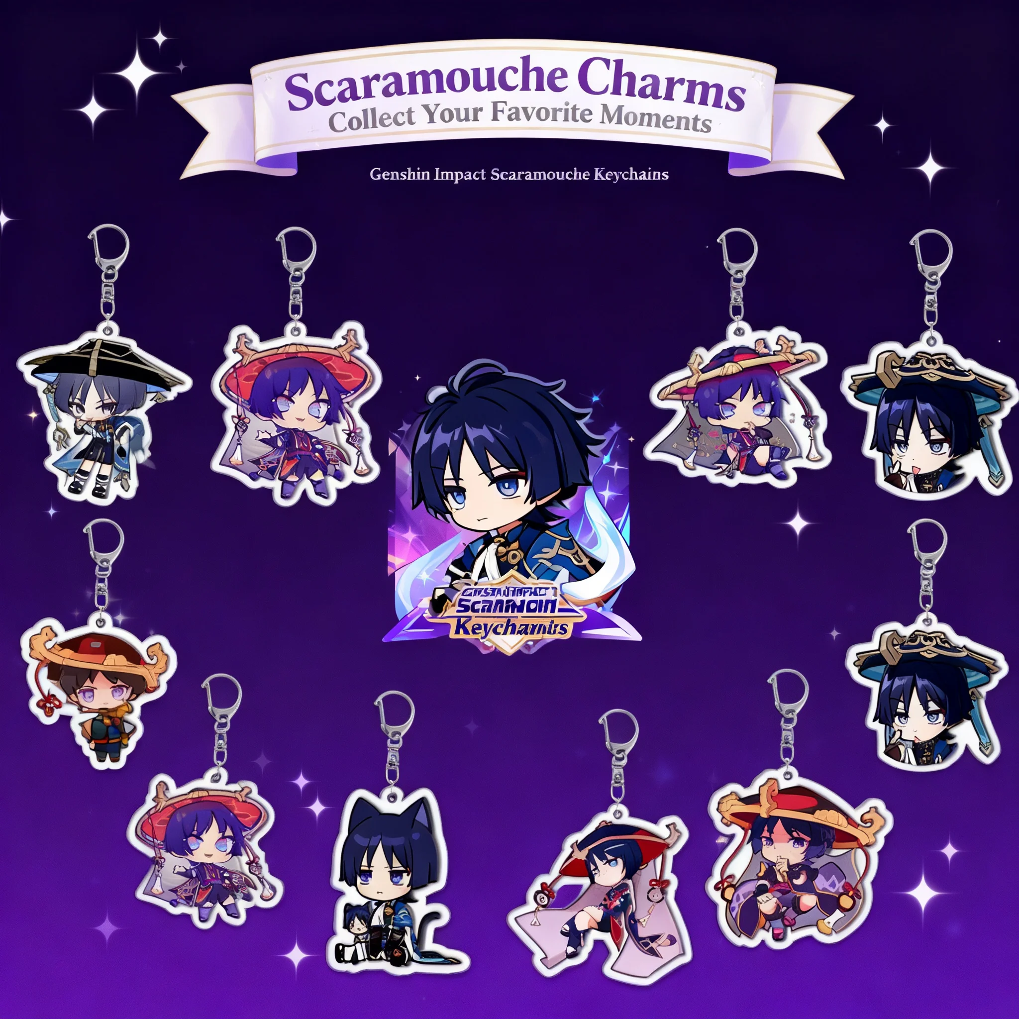 

Genshin Impact Traveler Wanderer Klee Scaramouche Acrylic Keychain Game Merchandise Anime Figure Cross Border Ready Stock