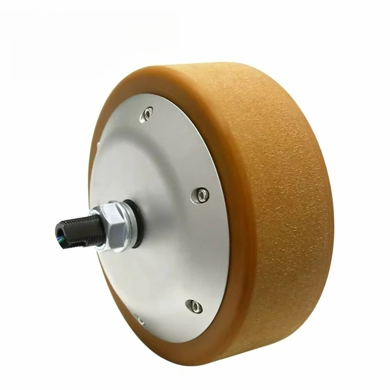

48V 500W 6.5 inch 10N.m 200kg load IP65 brushless DC PU tire hub motor with robotic 4096 line encoder