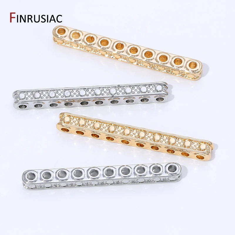 14K Gold Plated Brass Zircon Beads Separators,Multiple Rows Separator Spacer Bars For DIY Bracelet Jewelry Making Accessories view 5