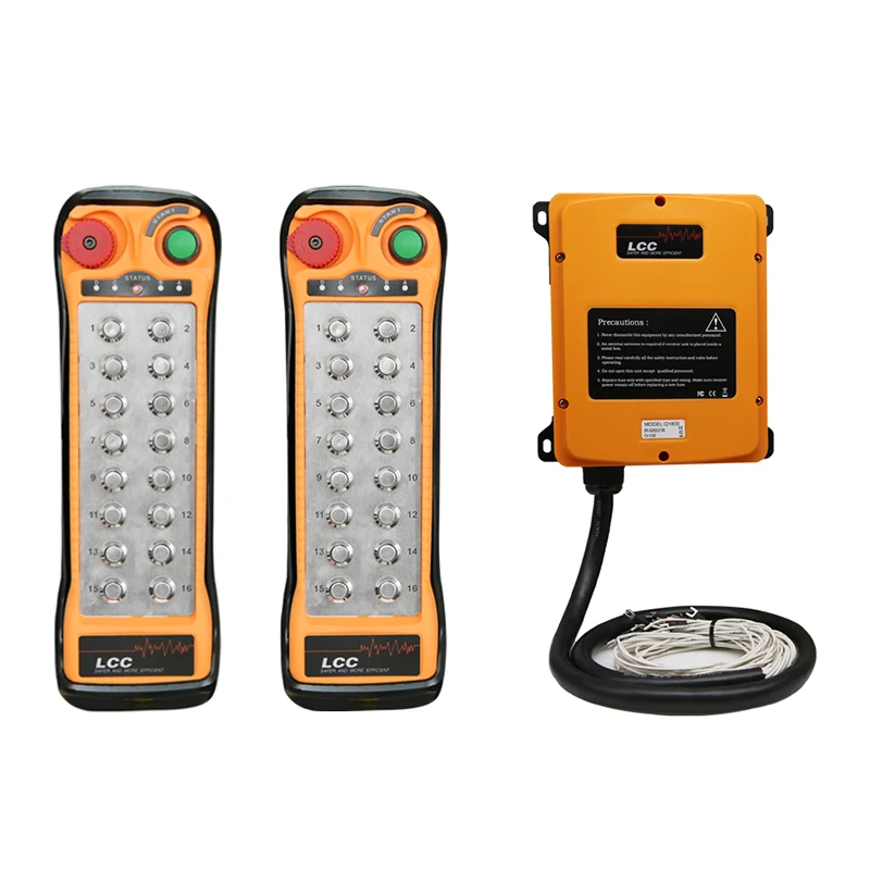 

LCC Q1600 16 Button AC DC 12-24V 24-264V Single Speed Switches Crane Radio Remote Controller Crane Control Lift Crane Lift