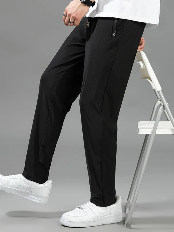 

Men's Ice Silk Casual Pants Summer Thin Loose Qui Dry Sports Straight Leg Long Trousers Comfortable Breathable Daily Wear