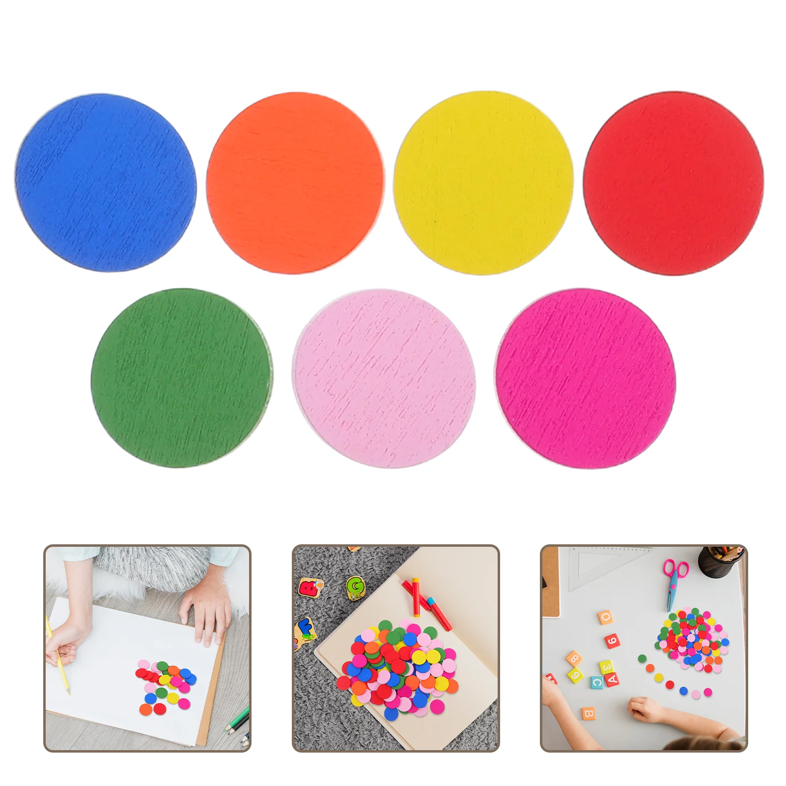 Disque rond en bois coloré, 100 pièces, bricolage artisanal, jouets éducatifs pour enfants, outils d'apprentissage Montessori, aides au jeu intellectuel