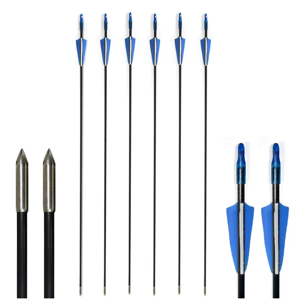 

24 шт., охотничьи стрелы из стекловолокна, 31 дюйм, наконечники для стрел, наконечники для стрельбы, охотничьи тренировочные аксессуары для стрельбы из лука