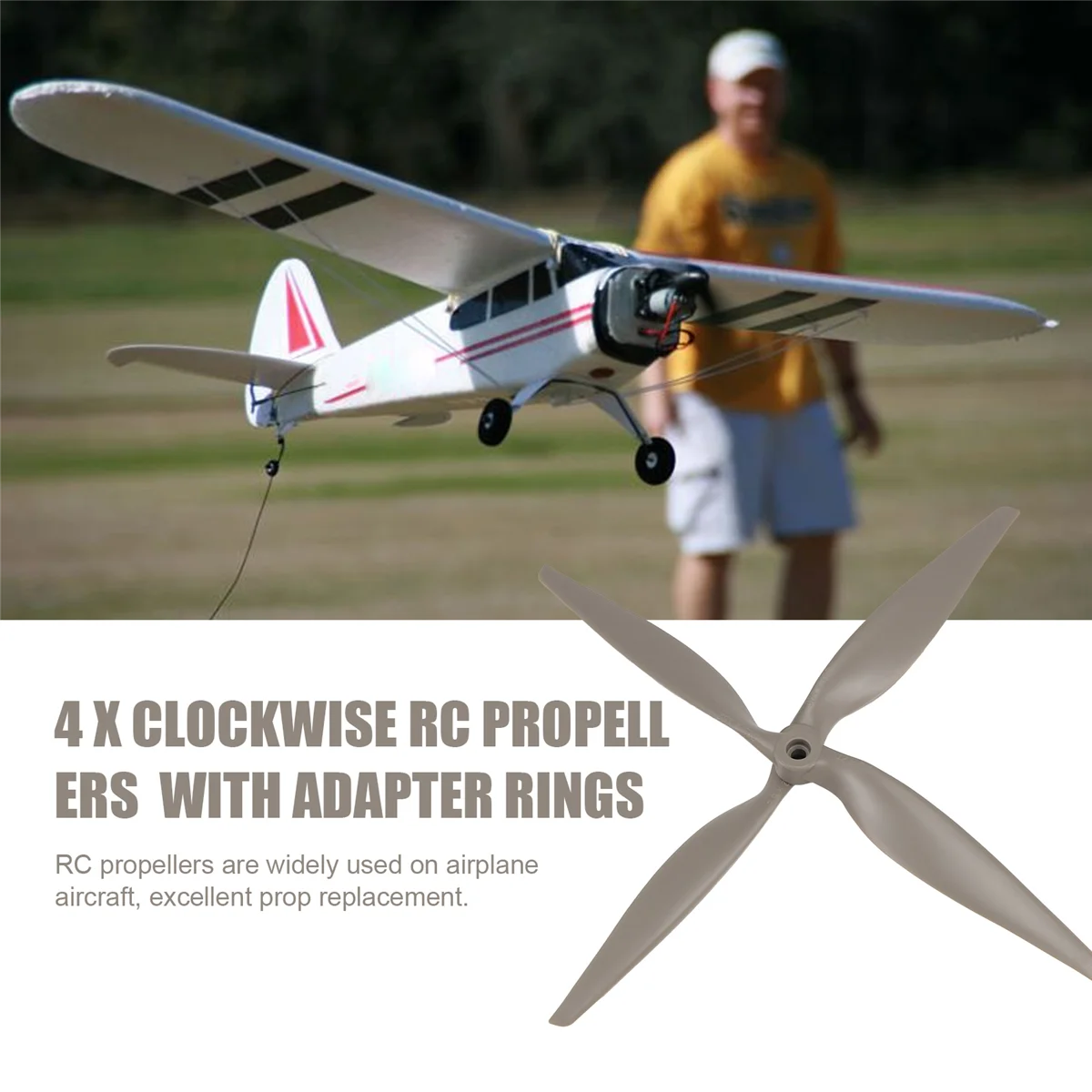 4PCS RC Propellers CW 12x6 Inch for Airplane with Adapter Rings