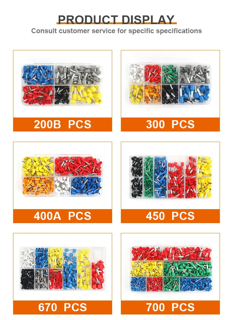 280-2120 Stück Sortiment: Mini-Crimp-Isolierklemmen VE, röhrenförmige Verdrahtungsklemmen, universelle Push-in-Kabelverbinder-Sets – Detail 2