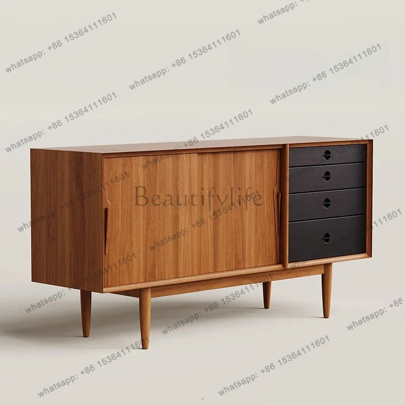 

Retro solid wood dining side cabinet, Nordic simple bucket cabinet, living room tea cabinet, antique storage cabinet
