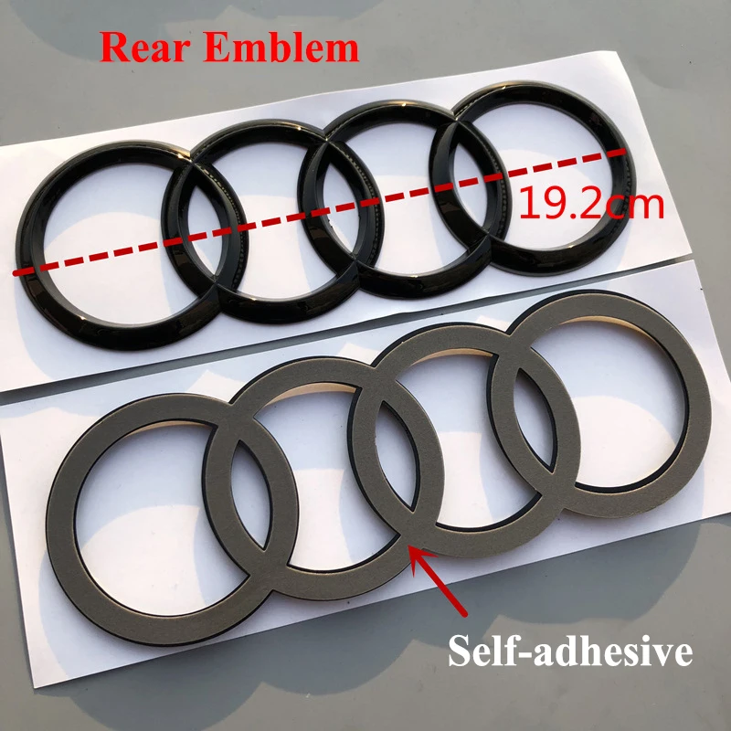 4 Rings Logo ABS Chrome Black Car Front Hood Emblem Bonnet Badge Rear Trunk Badge For Audi A3 A4 A5 A6 A7 A1 Q2 Q3 Q5 Q7 Q8 TT