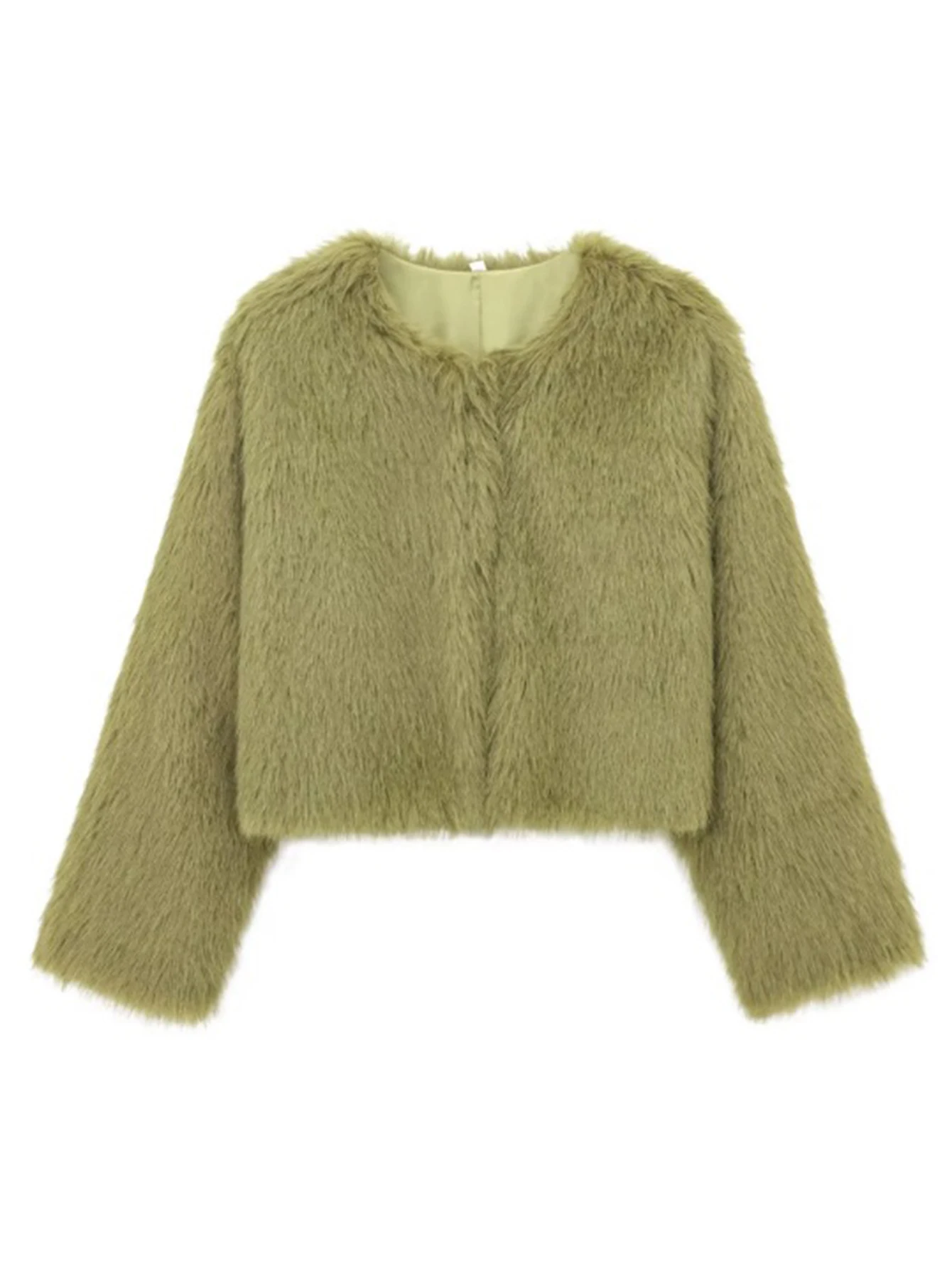 Mia Muse Boutique dames klassieke glamoureuze effen lange mouw open voorkant feestpluche jas herfst-wintercollectie