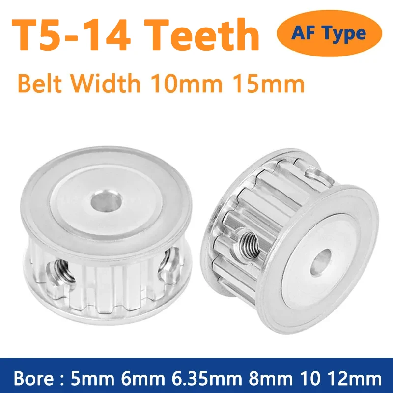 

1pc 14 Teeth T5 Timing Pulley 14T Synchronous Wheel for Belt Width 10mm 15mm Bore 5 6 6.35 8 10 12mm AF Type Pitch 5mm