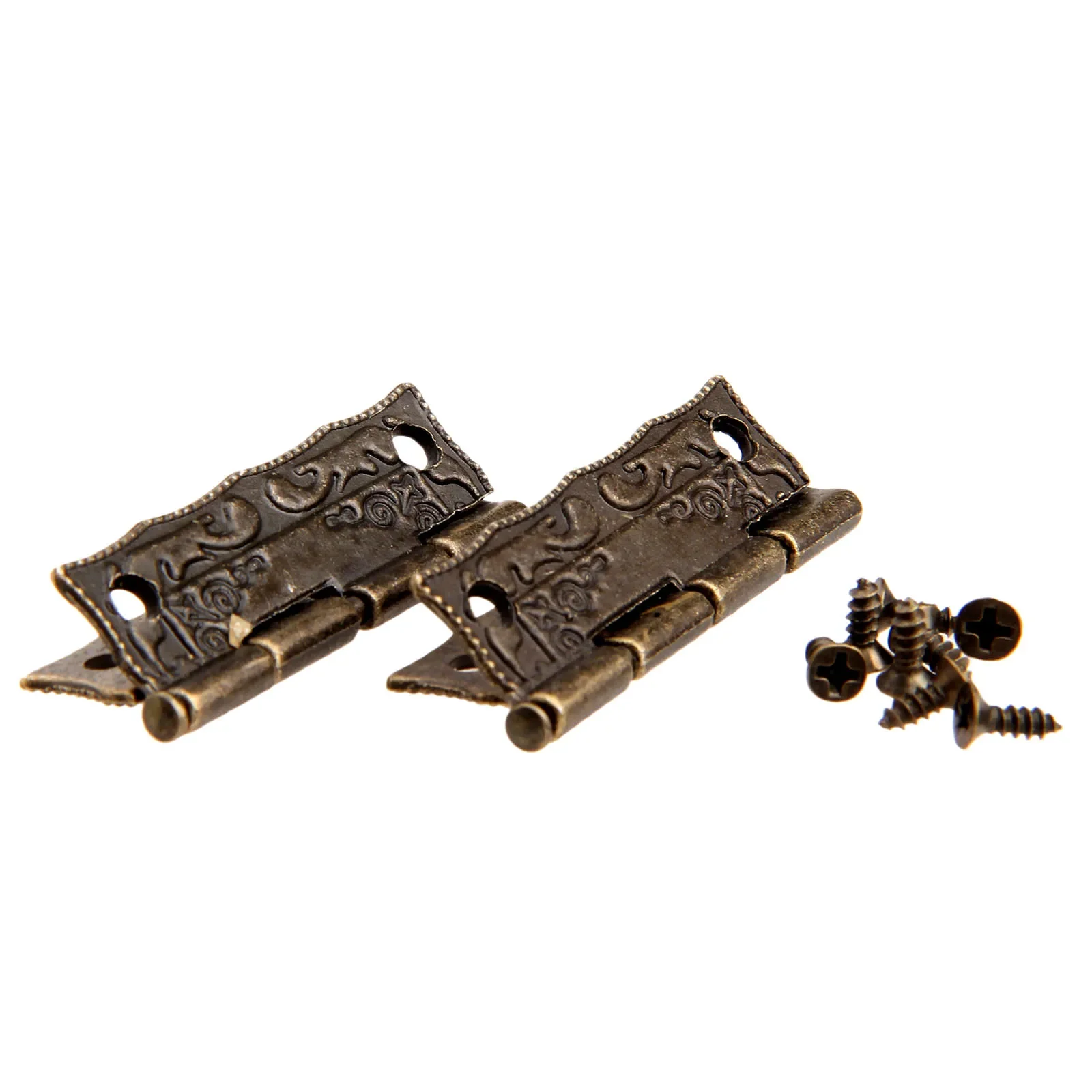 10pcs Hinges 36*23mm Iron Antique Bronze Zinc Iron Decorative screws Vintage Wooden Jewelry Box Cabinet Flower Pattern Hardware