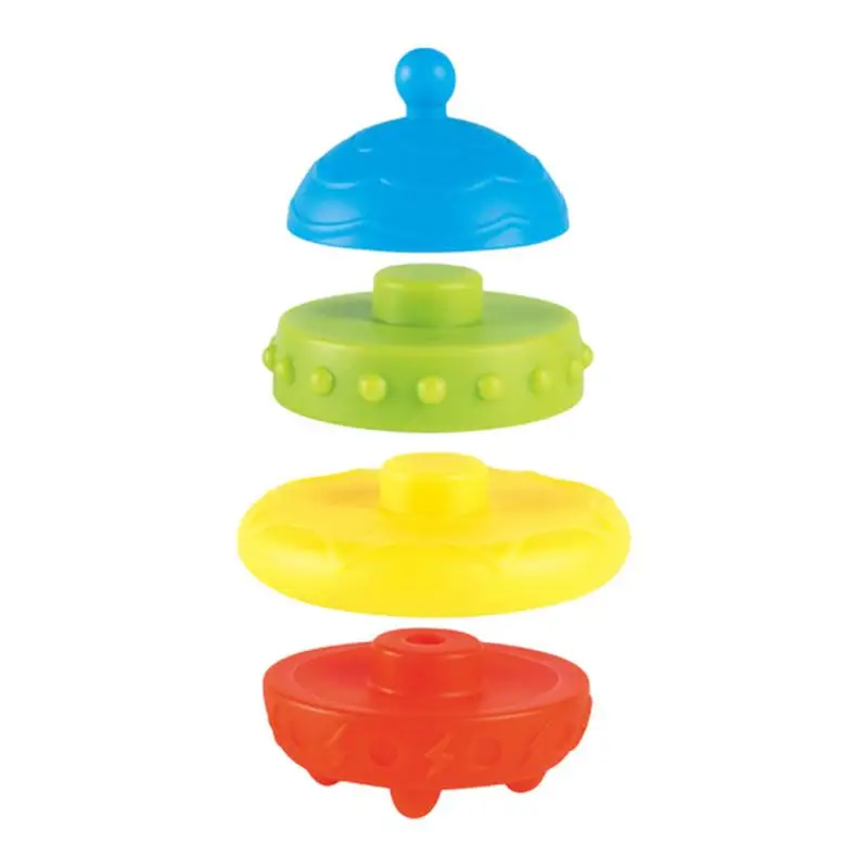 Stacker Rings Toy Stacking Rings Rainbow Soft Rubber PVC Baby Toy Building Rings Stacker Flying Saucer Shape Toy For Birthday