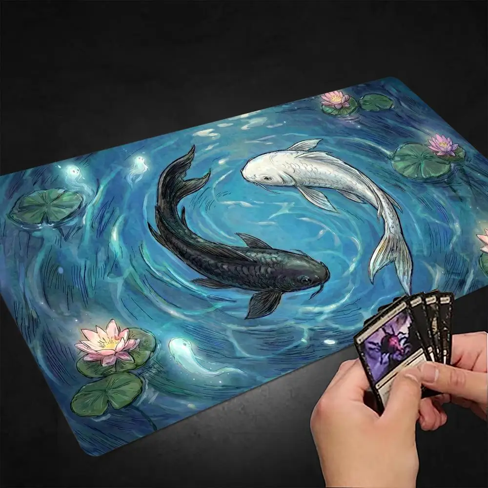 

Ink painting art koi MTG Playmat Magic Card Battle Mat Non-Slip Durable Commander playmat Board Game Mat for TCG HD printing
