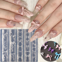 1pcs 3D Bowknot Silicone Nail Mold Mixed Sized Shaped Bow Soft Stamping Plates Kawaii Ballet Bow DIY Manicure Art Mould  Tools