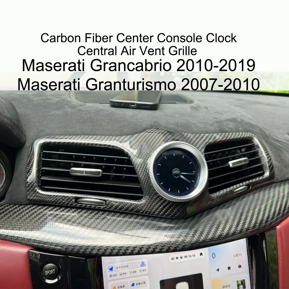 carbon fibre clock Center Dashboard Air Vent Grille Replacement Panel For Maserati Grancabrio 2010-2019 & Granturismo 2007-2010