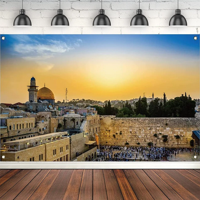 Jerusalem Western Wall Photography Backdrop For Jewish New Year Rosh Hashanah Shana Tova Passover Hanukkah Decoration Background