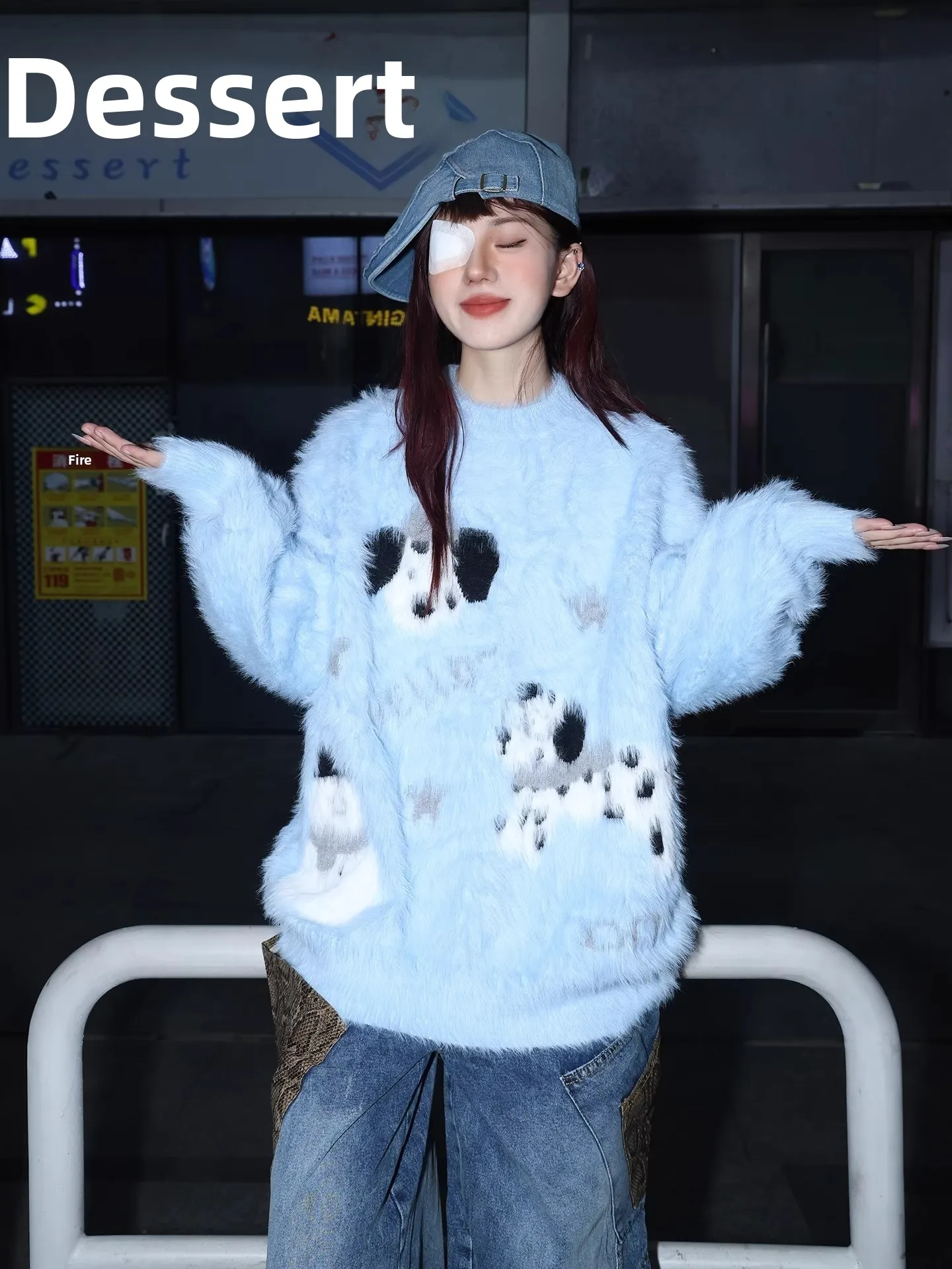 

Американский стиль: мягкий объемный вязаный свитер с круглым вырезом, повседневный свободный крой, осень-зима, новинка для женщин, с длинным рукавом, термо.