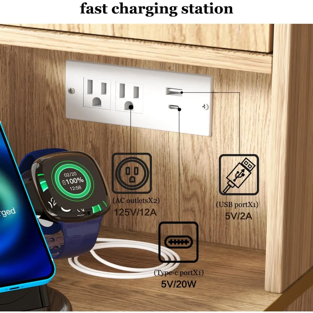 Meja Rias Modern Besar 47,24" dengan Cermin dan Lampu, Meja Rias dengan Cermin Berlampu HD 29,53", Meja Rias Rias